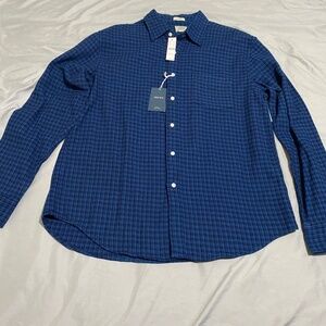 NWT J.Crew Men’s Large Indigo Blue Check Cotton Button-Down Shirt